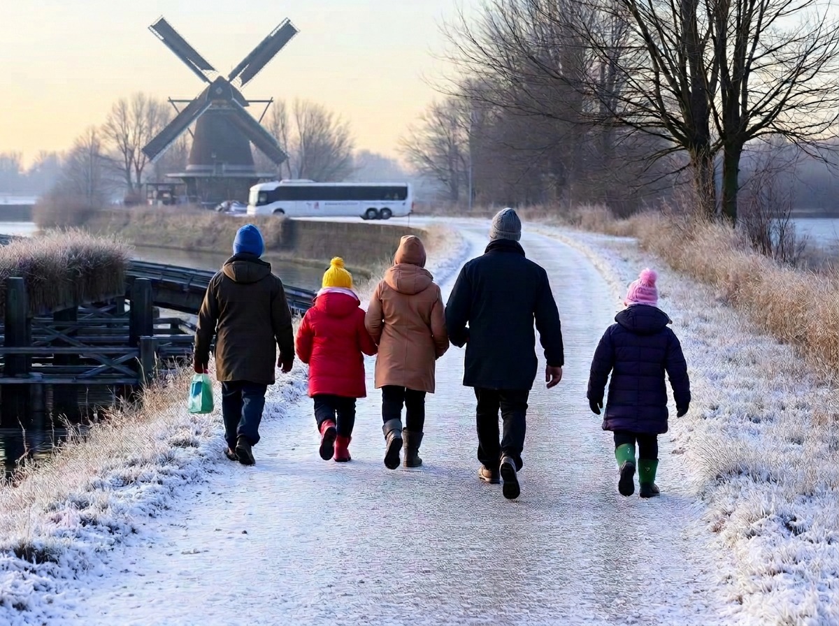 Wandelaars op het dijkpad