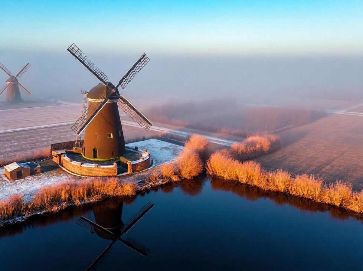 Molen in de winterpolder